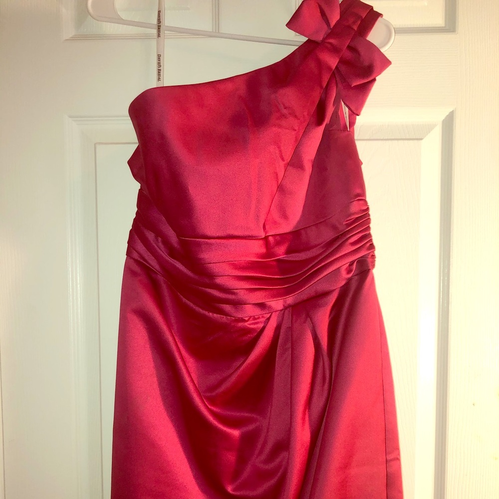 One-shoulder Satin Cocktail/Bridesmain Dress